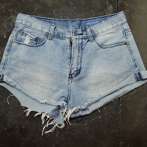Denim Colab cutoff Jean shorts
